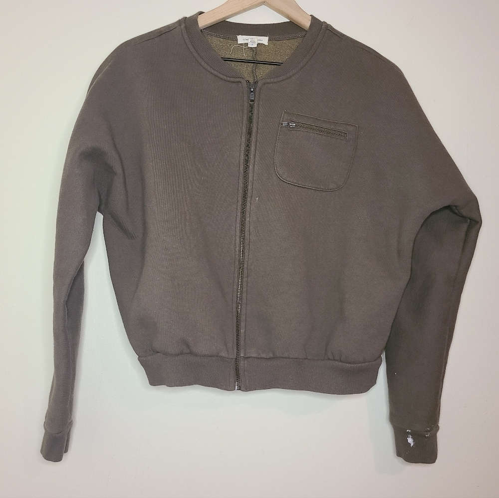 silence + noise S grey bomber sweater jacket